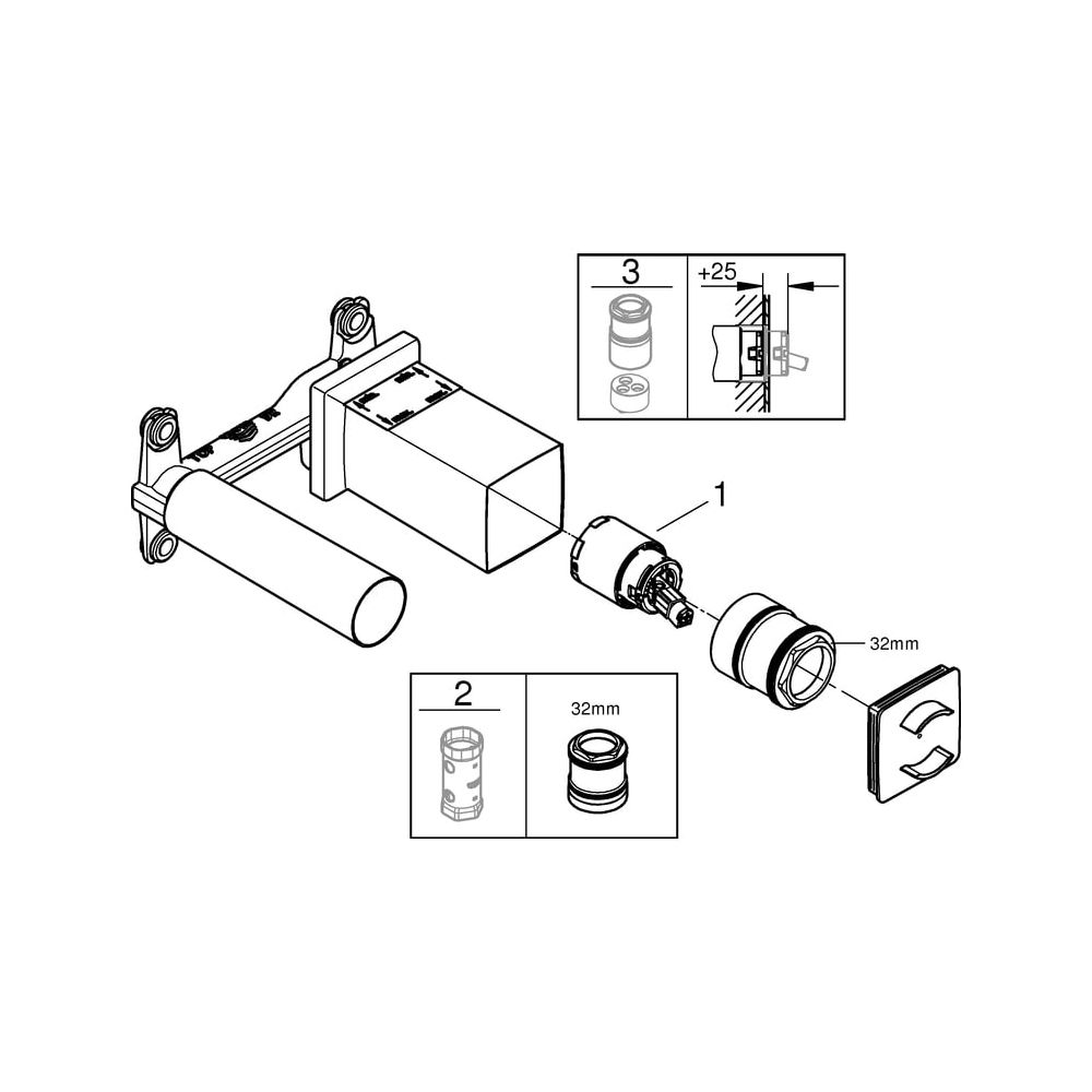 Grohe Einhand Unterputz-Universal-Einbaukörper DN 15, Wandeinbau, 35mm Keramikkartusche... GROHE-23200002 4005176519901 (Abb. 7)