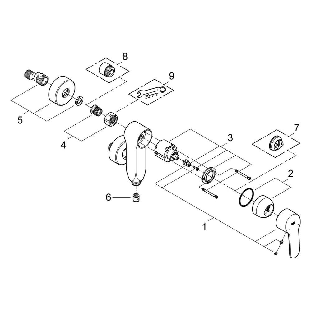 Grohe Eurostyle Cosmopolitan Vertica Einhand-Brausebatterie, Wandmontage, Chrom, 233000... GROHE-23300000 4005176923852 (Abb. 5)