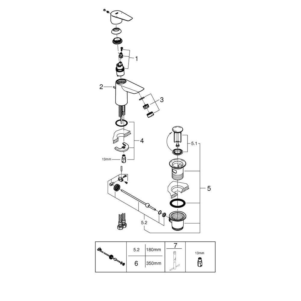 Grohe BauEdge Waschtischarmatur Einlochmontage Einhand, mit Temperaturbegrenzer, Chrom,... GROHE-23328001 4005176556241 (Abb. 8)