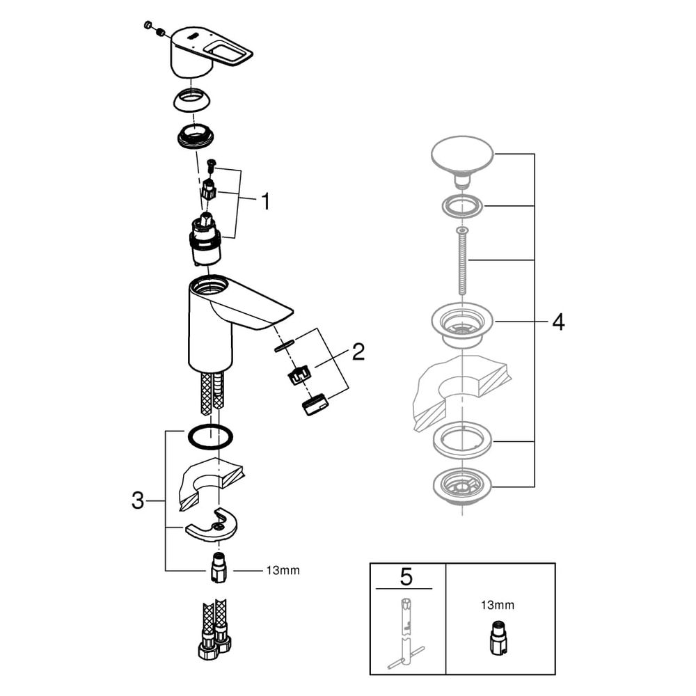 Grohe BauLoop Einhand-Waschtischbatterie, S-Size, glatter Körper, Temperaturbegrenzer, ... GROHE-23337001 4005176555725 (Abb. 9)