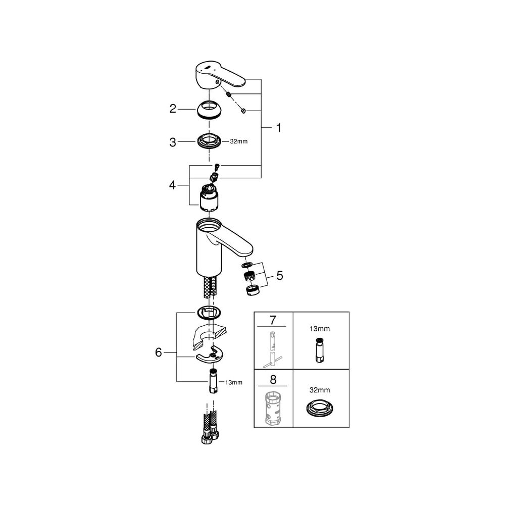 Grohe Eurostyle Cosmopolitan Einhand-Waschtischbatterie, S-Size, glatter Körper, Energi... GROHE-2337320E 4005176936661 (Abb. 6)