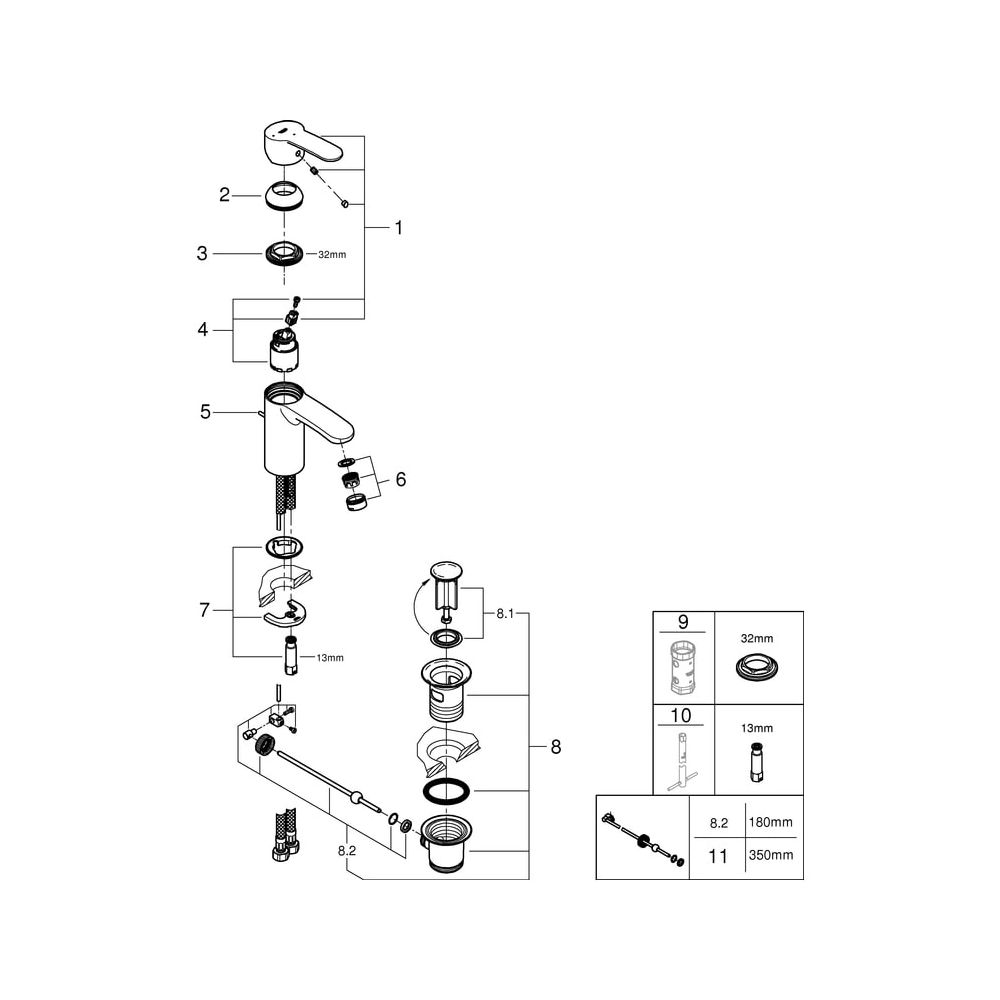 Grohe Eurostyle Cosmopolitan Waschtischarmatur, Einhand, mit Zugstangen-Ablaufgarnitur,... GROHE-2337420E 4005176936678 (Abb. 6)