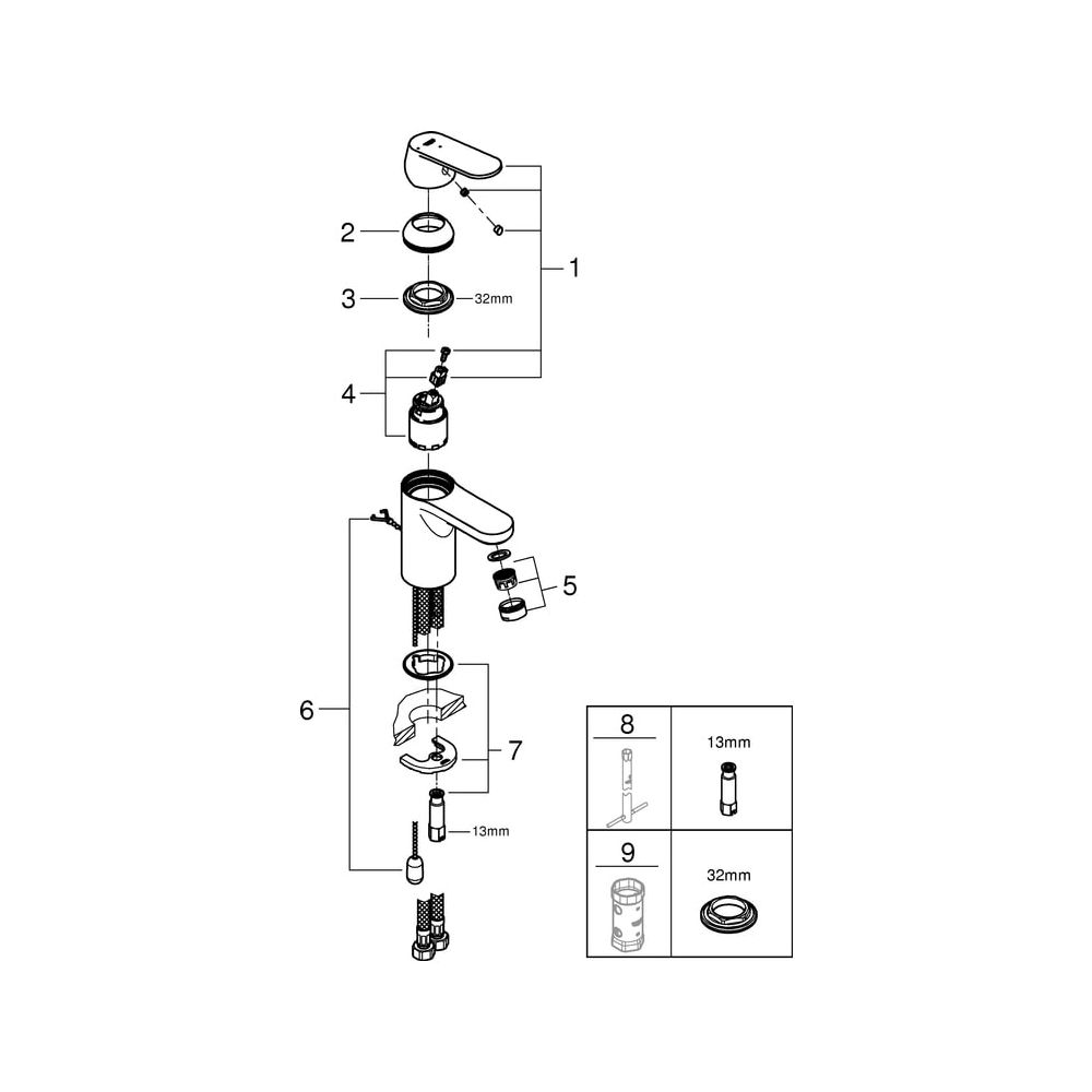 Grohe Eurosmart Cosmopolitan Einhand-Waschtischbatterie, S-Size, versenkbare Kette, Ene... GROHE-2337800E 4005176936647 (Abb. 6)