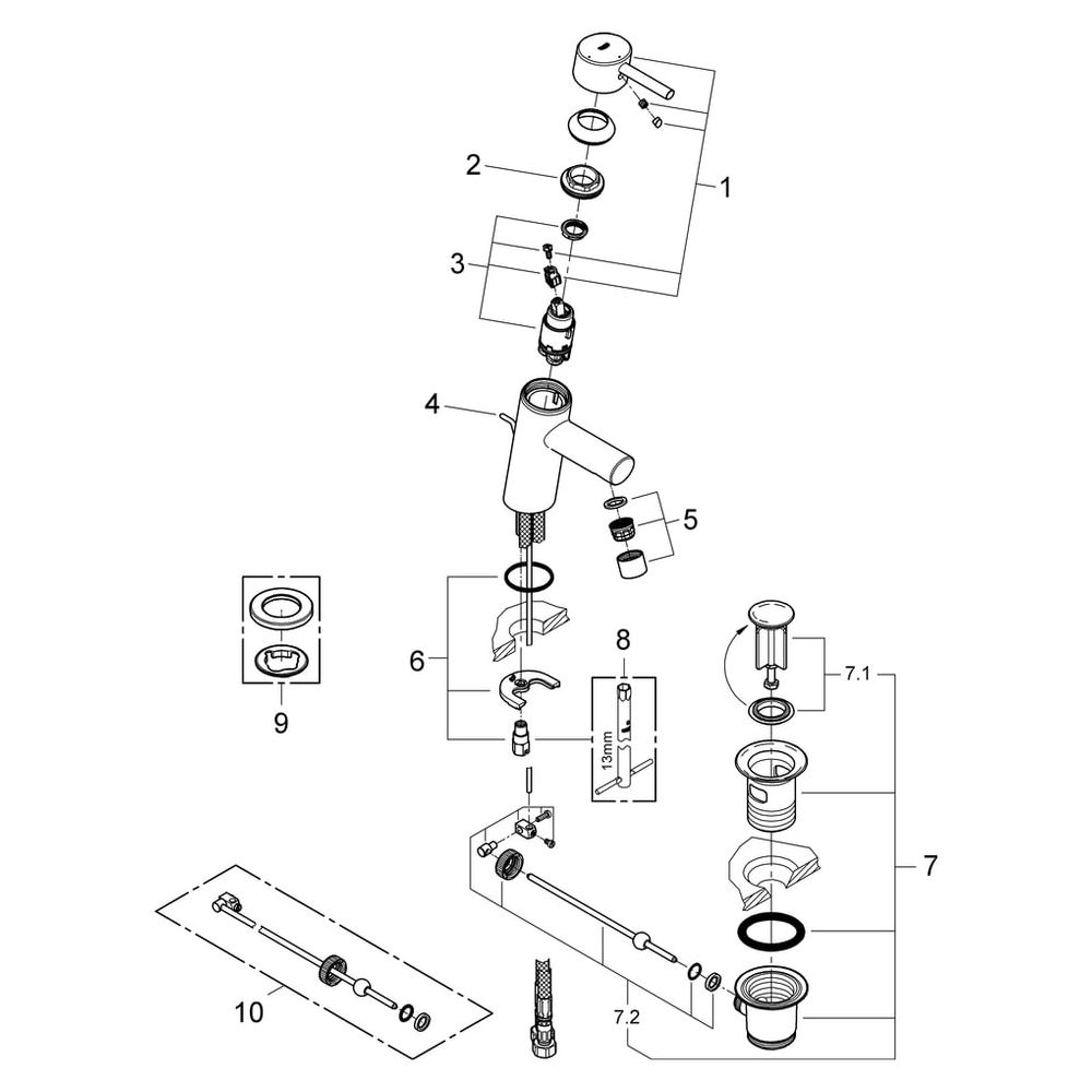 Grohe Concetto Einhand-Waschtischbatterie, Mittelstellung kalt, Chrom, 2338010E... GROHE-2338010E 4005176938245 (Abb. 6)
