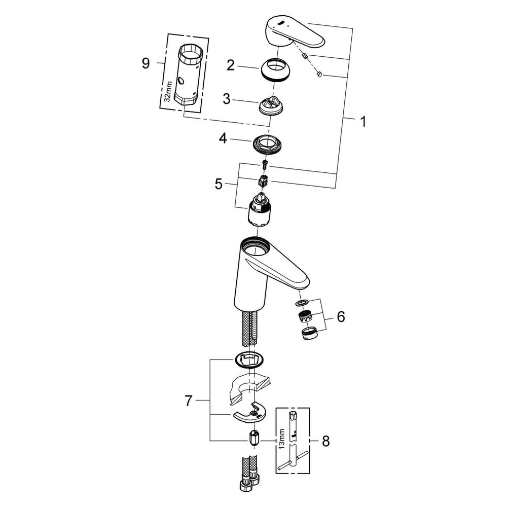 Grohe Eurodisc Cosmopolitan 1-Loch-Einhand-Waschtischbatterie, S-Size, Energie-Spar-Fun... GROHE-2338220E 4005176936708 (Abb. 5)