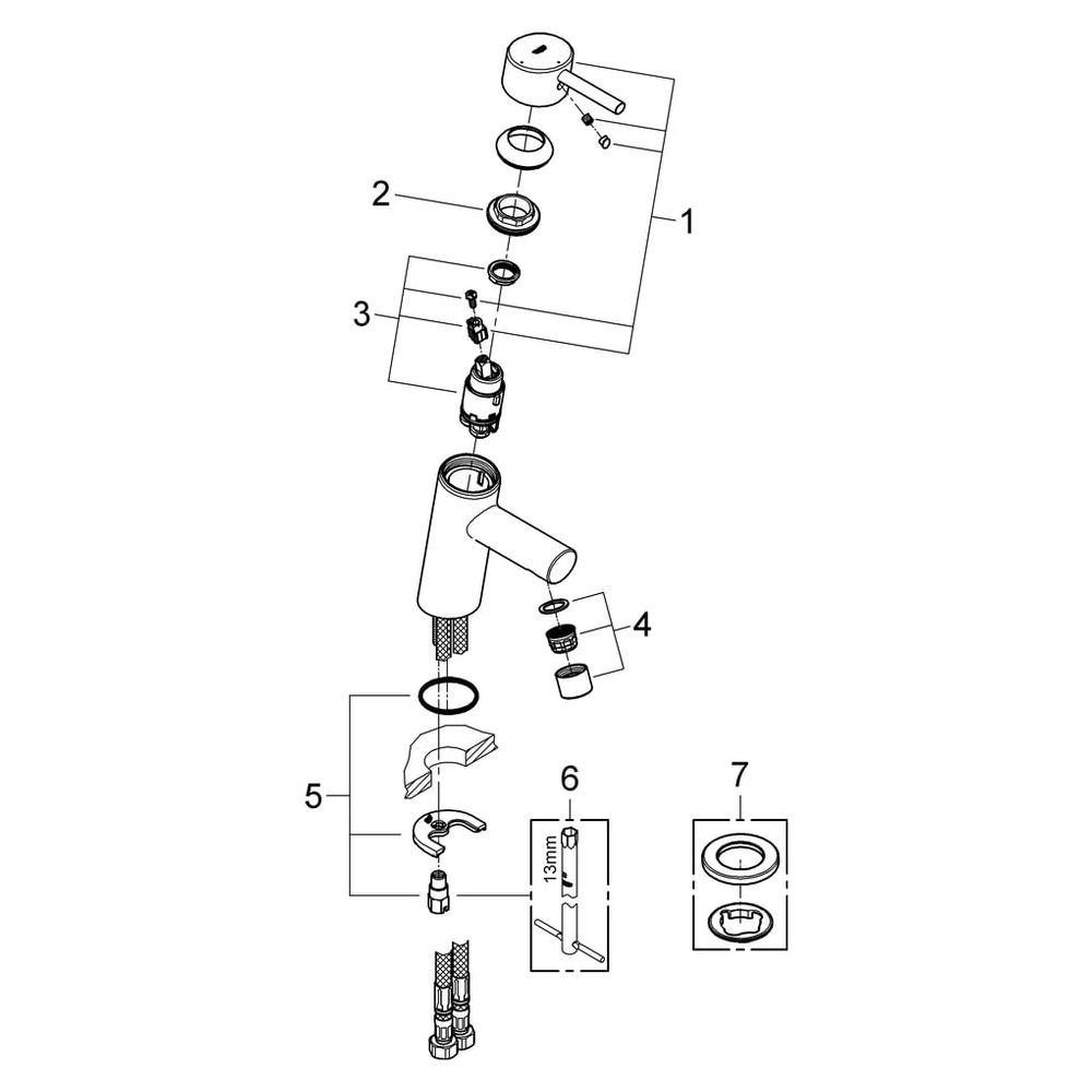 Grohe Concetto Einhand-Waschtischbatterie, glatter Körper, Chrom, 2338510E... GROHE-2338510E 4005176938269 (Abb. 6)