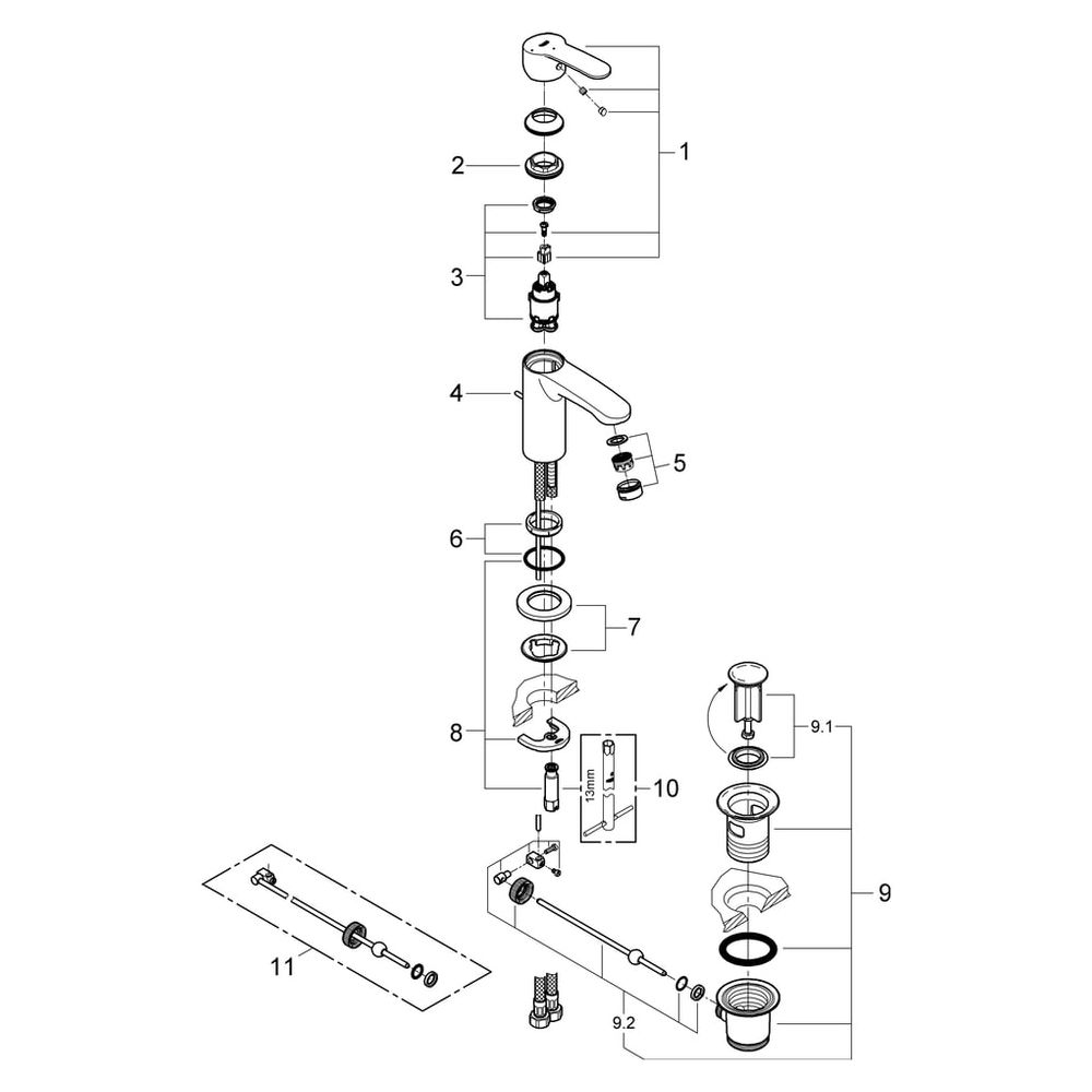 Grohe Eurostyle Cosmopolitan Waschtischarmatur, Einhand, EcoMode, Chrom, 2338720E... GROHE-2338720E 4005176938382 (Abb. 6)