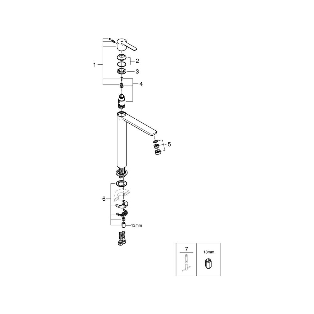 Grohe Lineare Einhand-Waschtischbatterie, XL-Size, 1-Loch-Montage, für freist. Waschsch... GROHE-23405AL1 4005176586163 (Abb. 6)