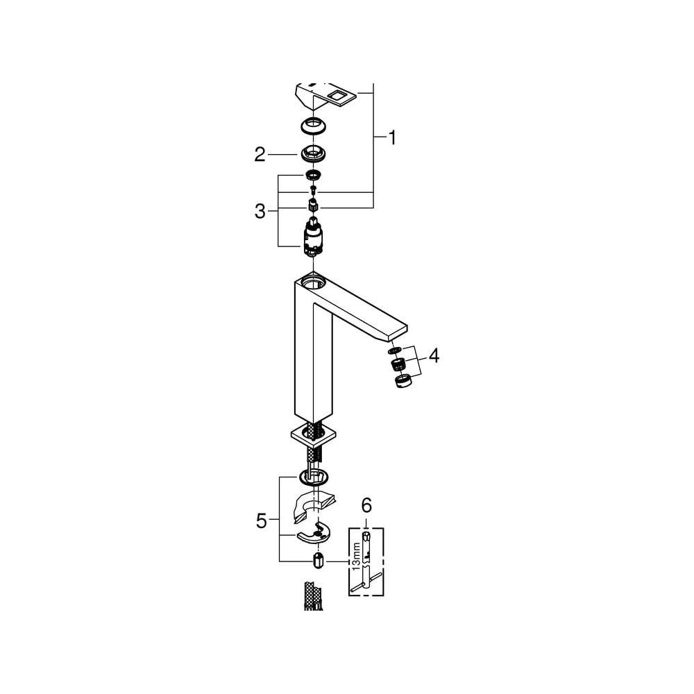 Grohe Eurocube Einhand-Waschtischbatterie, XL-Size, für freistehende Waschschüsseln, gl... GROHE-23406DC0 4005176524998 (Abb. 7)