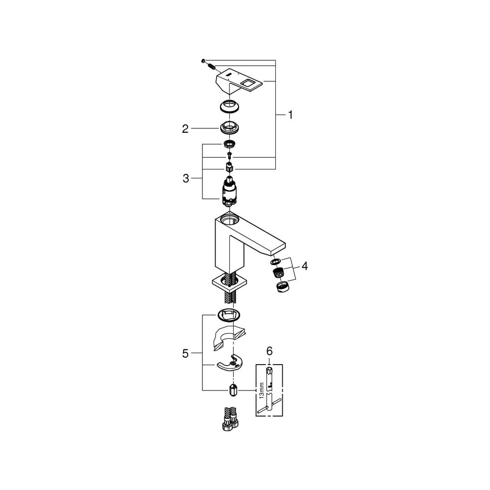 Grohe Eurocube Einhand-Waschtischbatterie, mittelhohe Ausführung, glatter Körper, Chrom... GROHE-23446000 4005176998720 (Abb. 6)