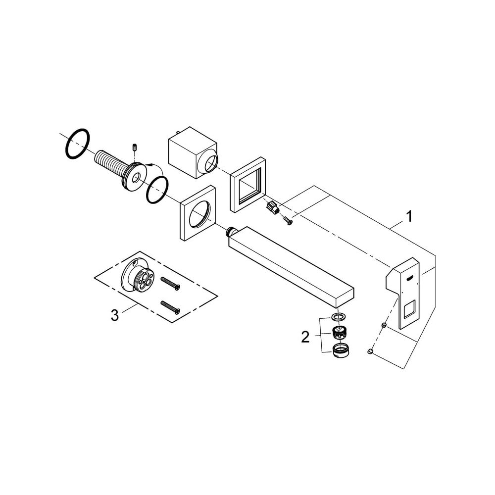 Grohe Eurocube 2-Loch-Waschtischbatterie, Wandmontage, Fertigmontageset, 231mm Ausladun... GROHE-23447DC0 4005176525025 (Abb. 8)