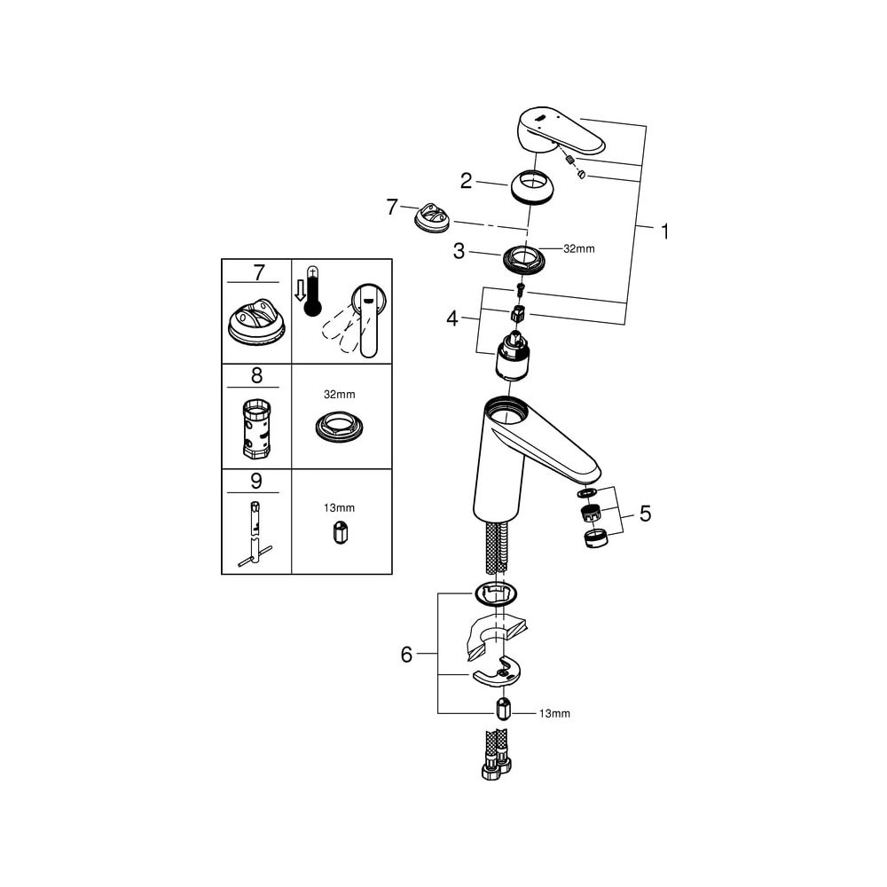 Grohe Eurodisc Cosmopolitan 1-Loch-Einhand-Waschtischbatterie, M-Size, glatter Körper, ... GROHE-23449002 4005176998768 (Abb. 5)