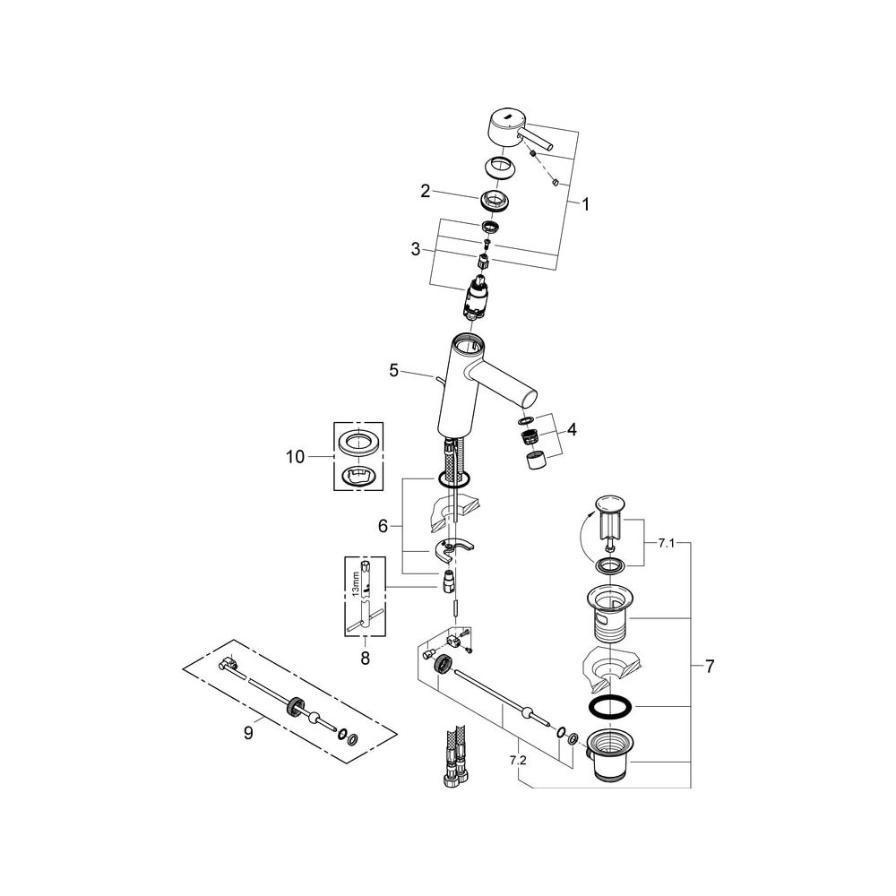 Grohe Concetto Einhand-Waschtischbatterie, mittelhohe Ausführung, Chrom, 23450001... GROHE-23450001 4005176998775 (Abb. 7)