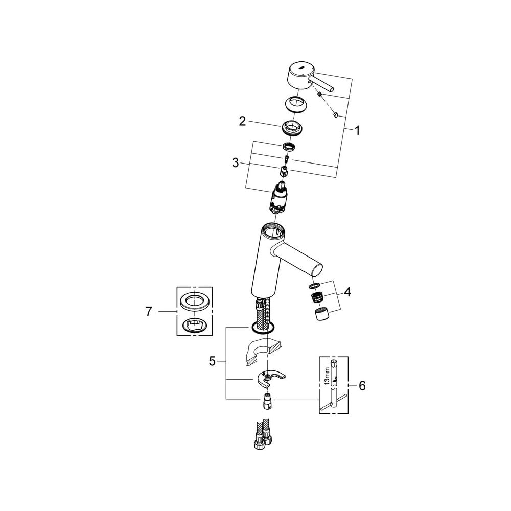 Grohe Concetto Einhand-Waschtischbatterie, mittelhohe Ausführung, glatter Körper, Chrom... GROHE-23451001 4005176998799 (Abb. 5)