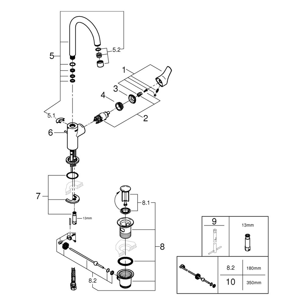 Grohe Eurosmart Einhand-Waschtischbatterie, L-Size, Zugstangen-Garnitur, schwenkbarer ... GROHE-23537003 4005176613395 (Abb. 10)