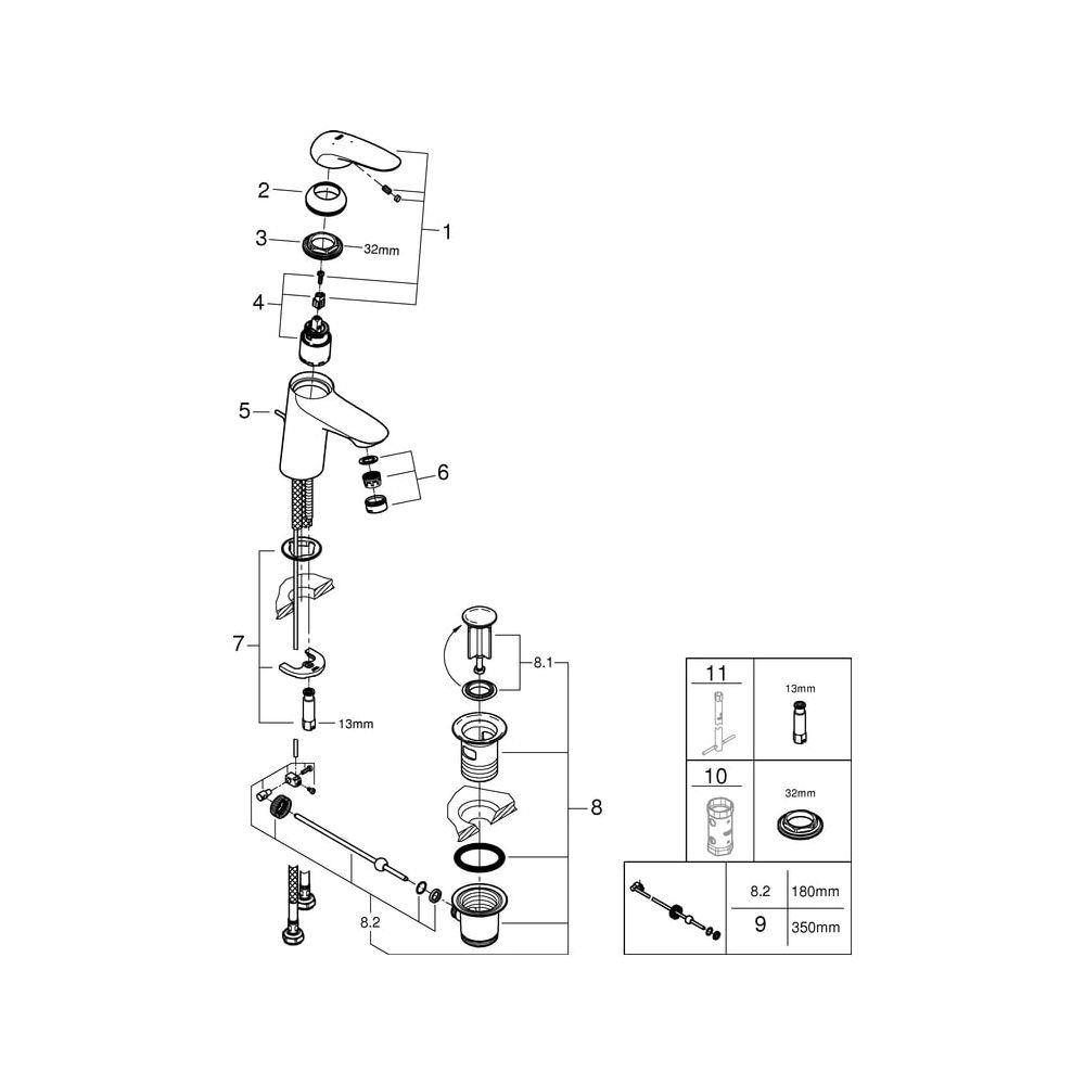 Grohe Eurostyle Einhand-Waschtischbatterie, S-Size, geschlossener Metall-Hebelgriff, En... GROHE-23709003 4005176365003 (Abb. 5)