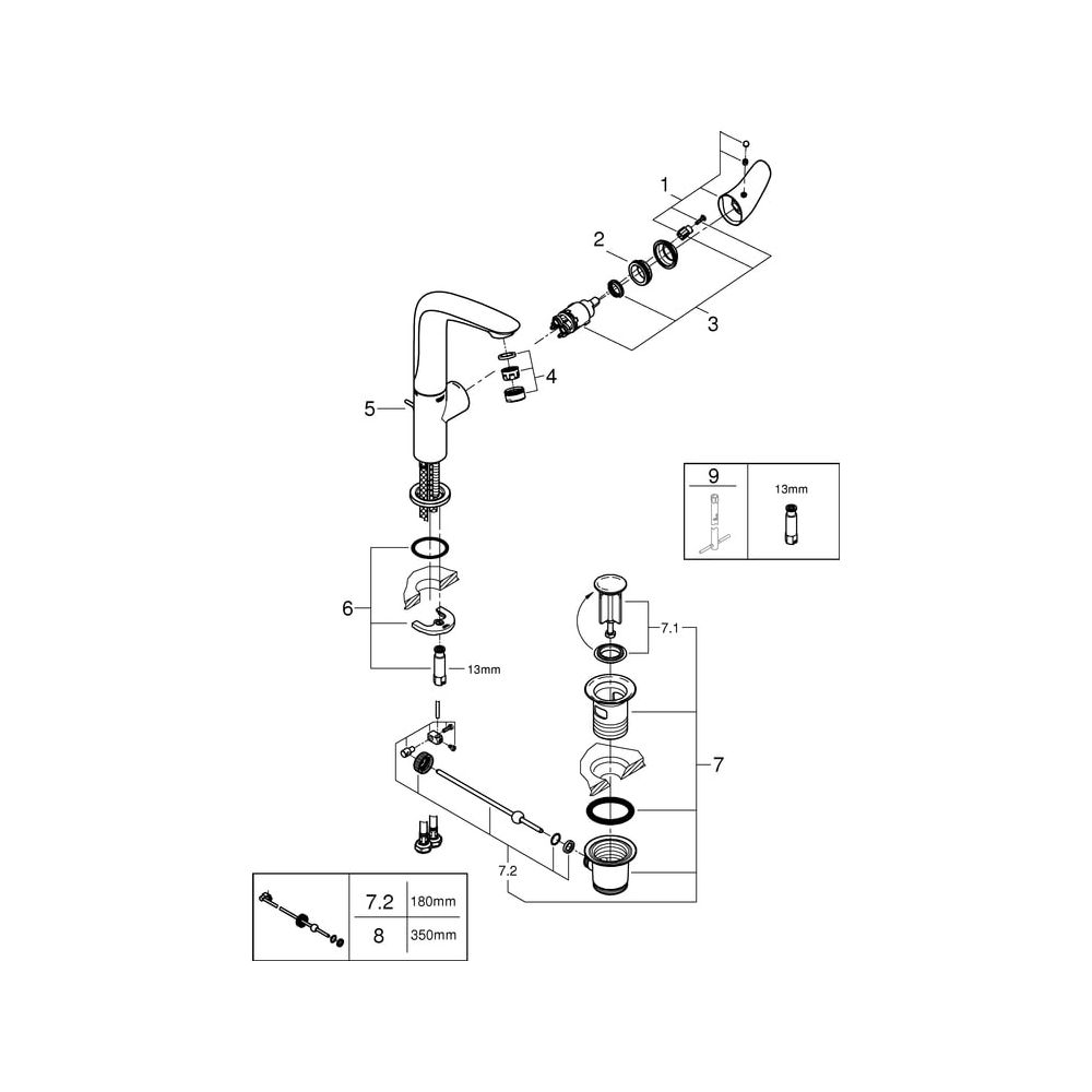 Grohe Eurostyle Einhand-Waschtischbatterie, L-Size, 1 1/4" Zugstangen-Garnitur, geschlo... GROHE-23718003 4005176365096 (Abb. 6)