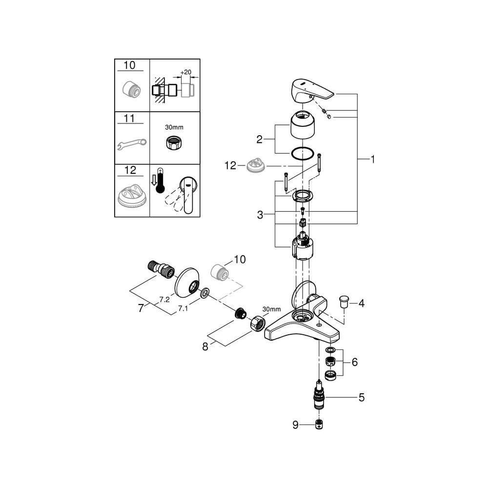Grohe BauFlow Einhand-Wannenbatterie Wandmontage, Chrom, 23756000... GROHE-23756000 4005176388392 (Abb. 4)