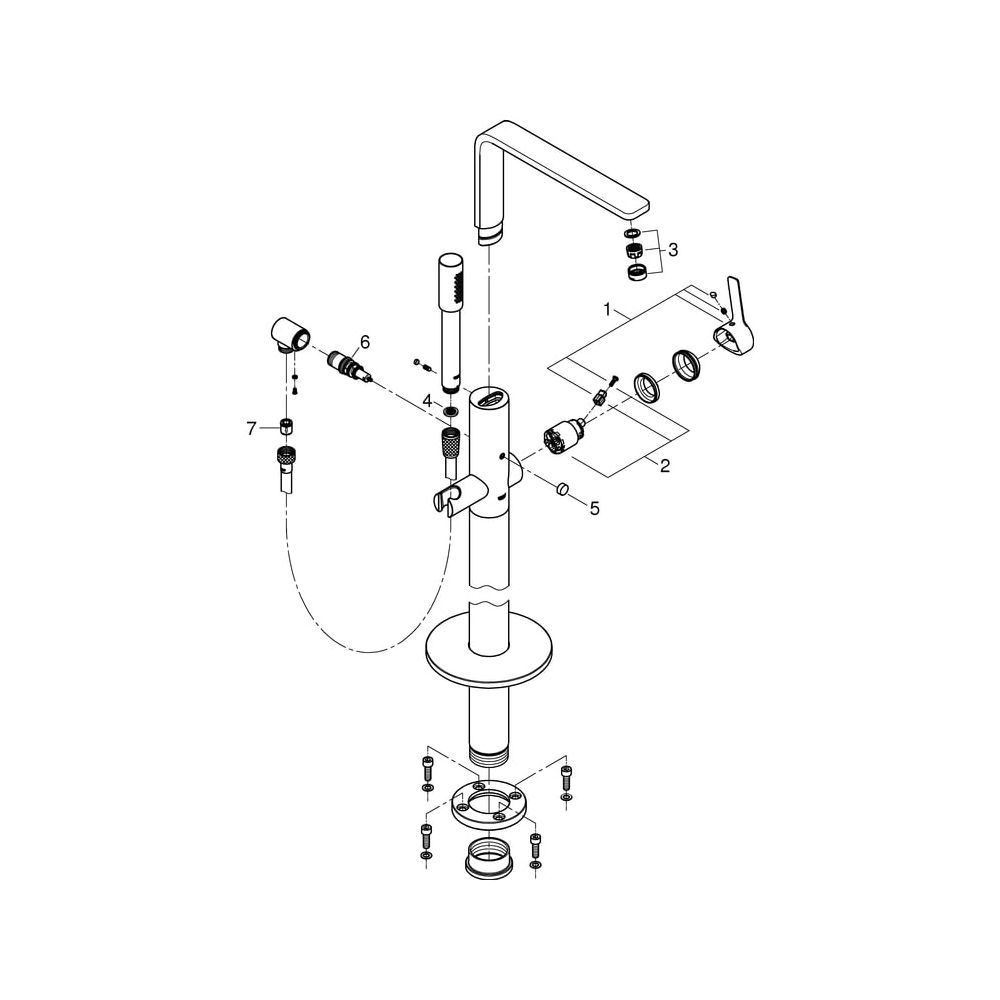 Grohe Lineare Einhand-Wannenbatterie, Bodenmontage, Fertigmontageset, mit Brauseset und... GROHE-23792AL1 4005176586231 (Abb. 8)