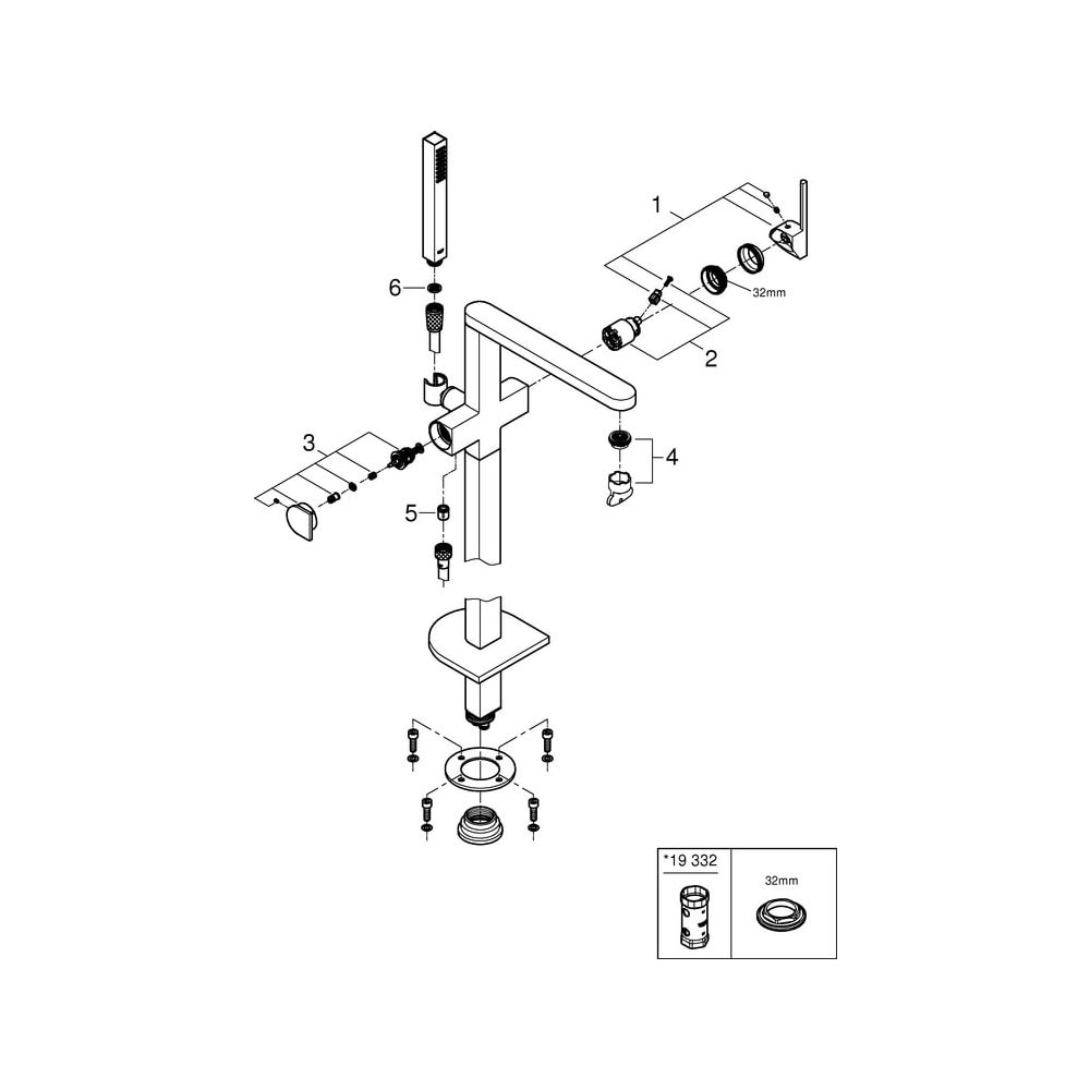 Grohe Plus Einhand-Wannenbatterie, Bodenmontage, Fertigmontageset, mit Handbrauseset, ... GROHE-23846AL3 4005176585722 (Abb. 10)