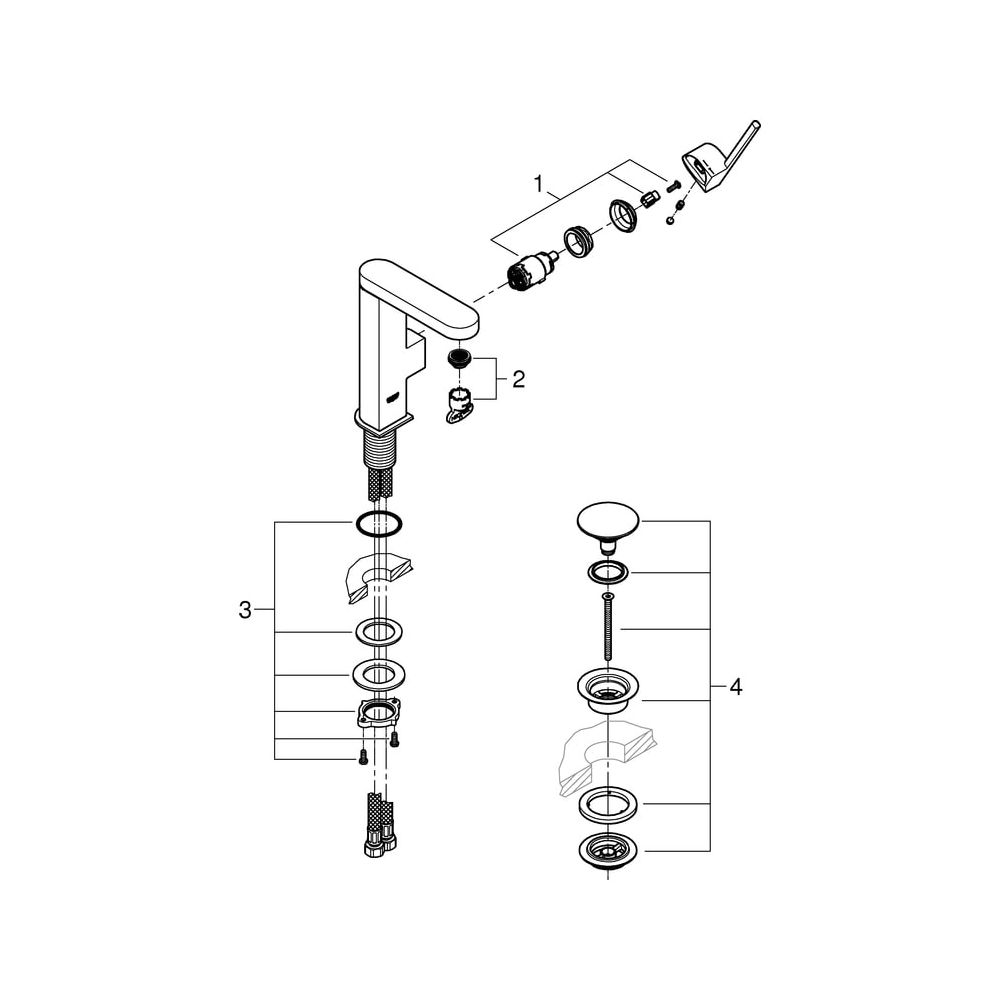 Grohe Plus Einhand-Waschtischbatterie, M-Size, 1-Loch-Montage, glatter Körper, Push-Ope... GROHE-23872003 4005176529733 (Abb. 7)