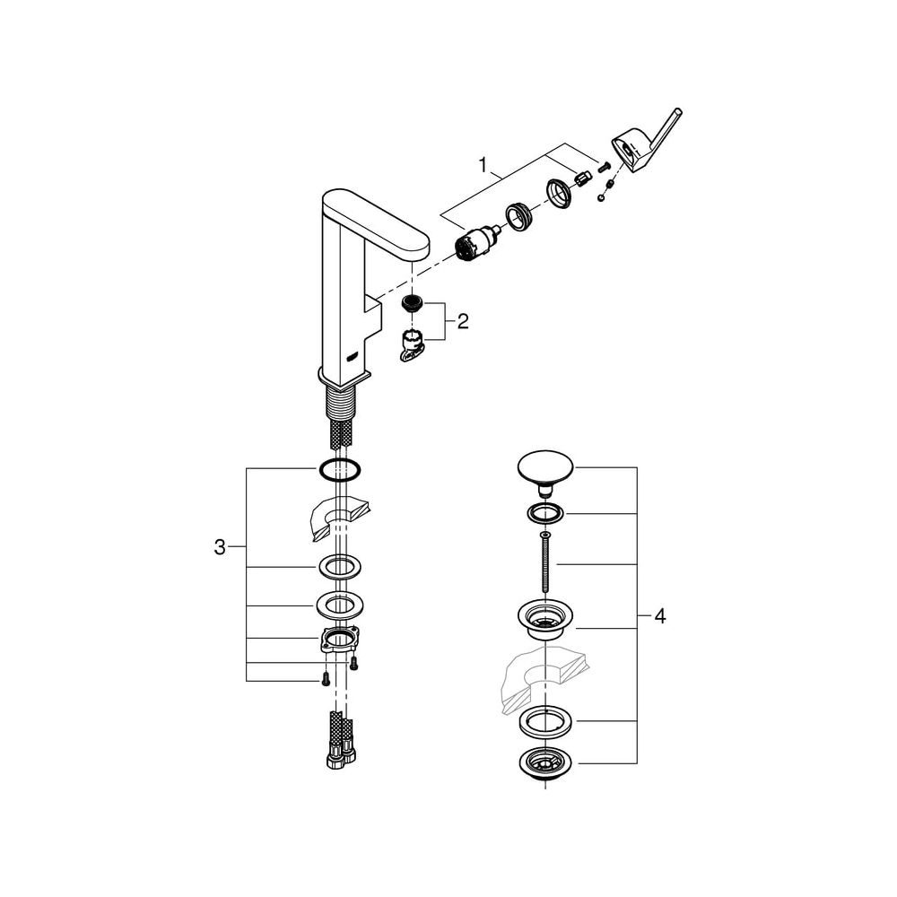 Grohe Plus Einhand-Waschtischbatterie, L-Size, 1-Loch-Montage, glatter Körper, Push-Ope... GROHE-23873003 4005176529986 (Abb. 8)