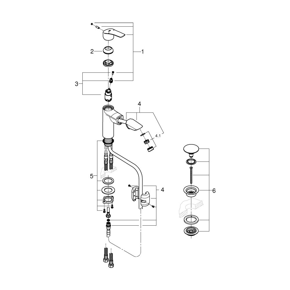 Grohe Eurosmart Einhand-Waschtischbatterie, M-Size, glatter Körper, Push-Open-Garnitur... GROHE-23976003 4005176644160 (Abb. 11)