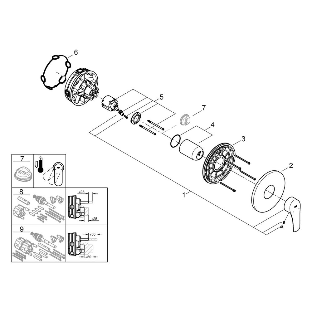 Grohe Eurosmart Einhand-Brausebatterie, Fertigmontageset für Rapido SmartBox, ohne Rohb... GROHE-24042003 4005176613616 (Abb. 8)