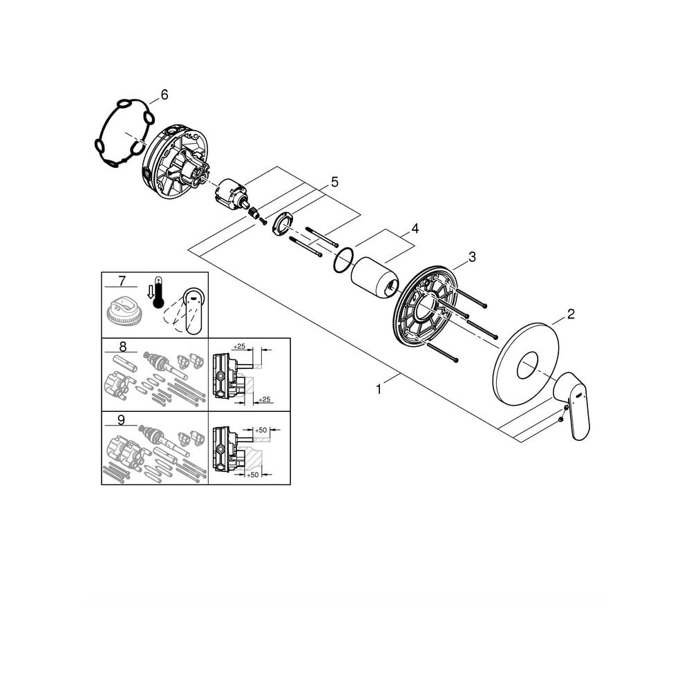 Grohe Eurosmart Cosmopolitan Einhand-Brausebatterie, Fertigmontageset für Rapido SmartB... GROHE-24044000 4005176465185 (Abb. 8)