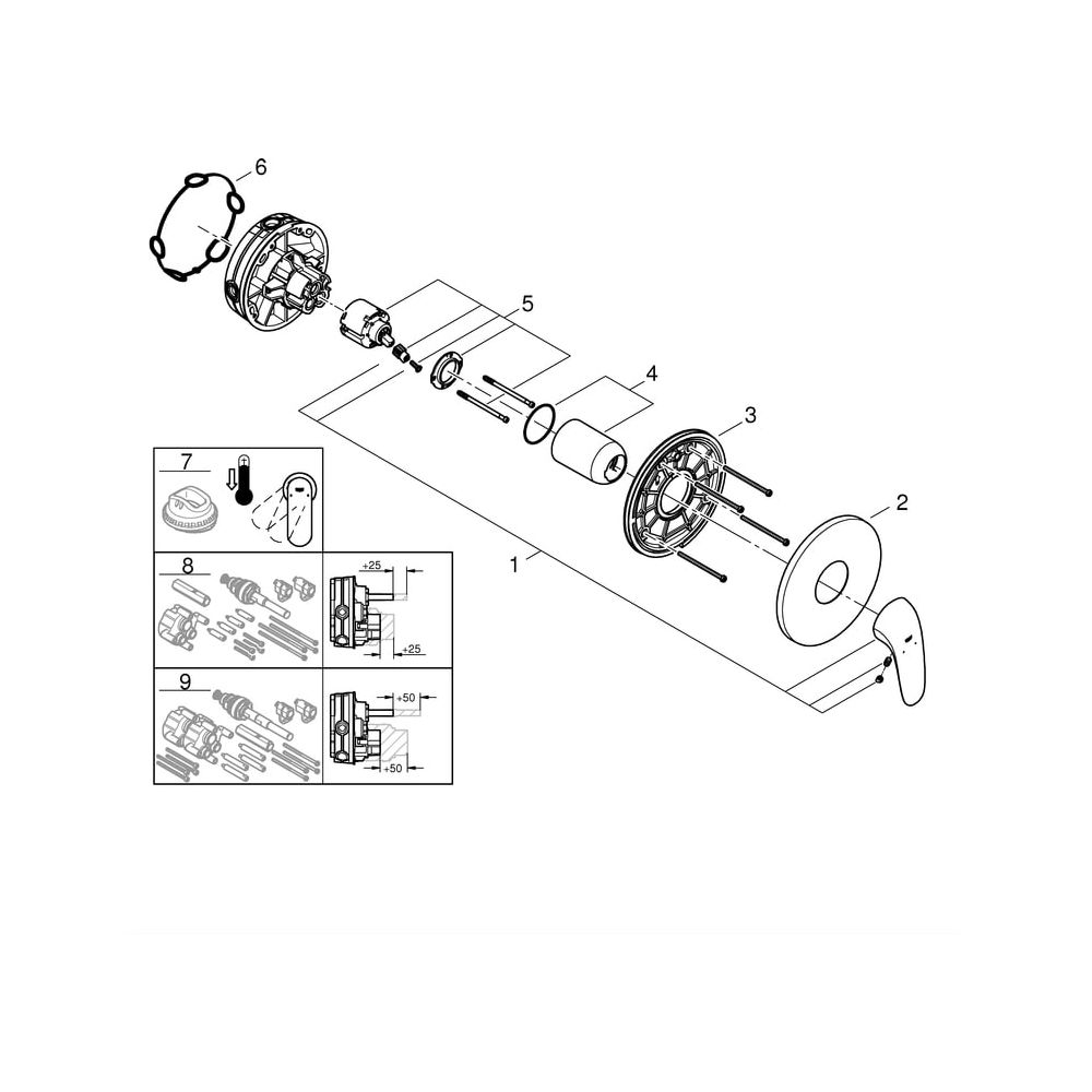 Grohe Einhand-Brausebatterie Eurostyle, Fertigmontageset für Rapido SmartBox, Hebel ges... GROHE-24046003 4005176465307 (Abb. 8)
