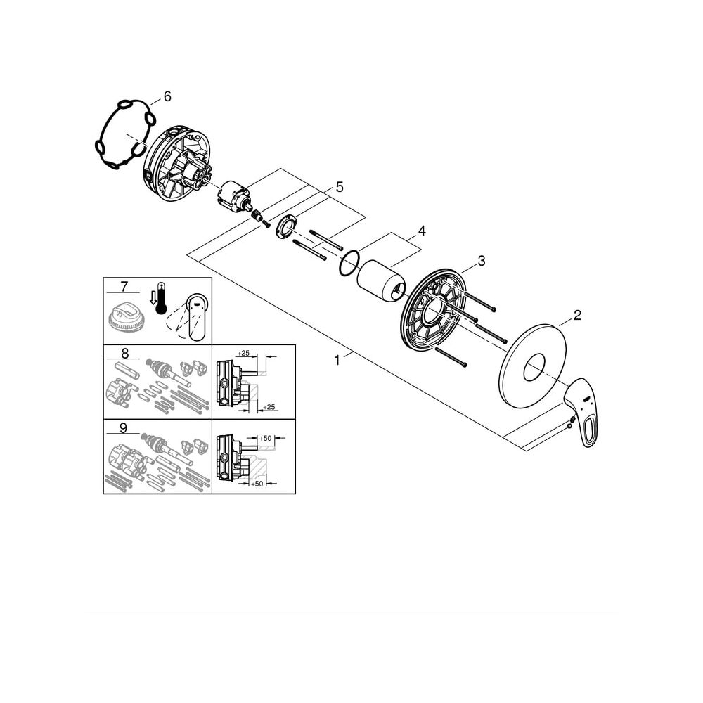 Grohe Einhand-Brausebatterie Eurostyle, Fertigmontageset für Rapido SmartBox, Hebel off... GROHE-24048LS3 4005176465352 (Abb. 7)