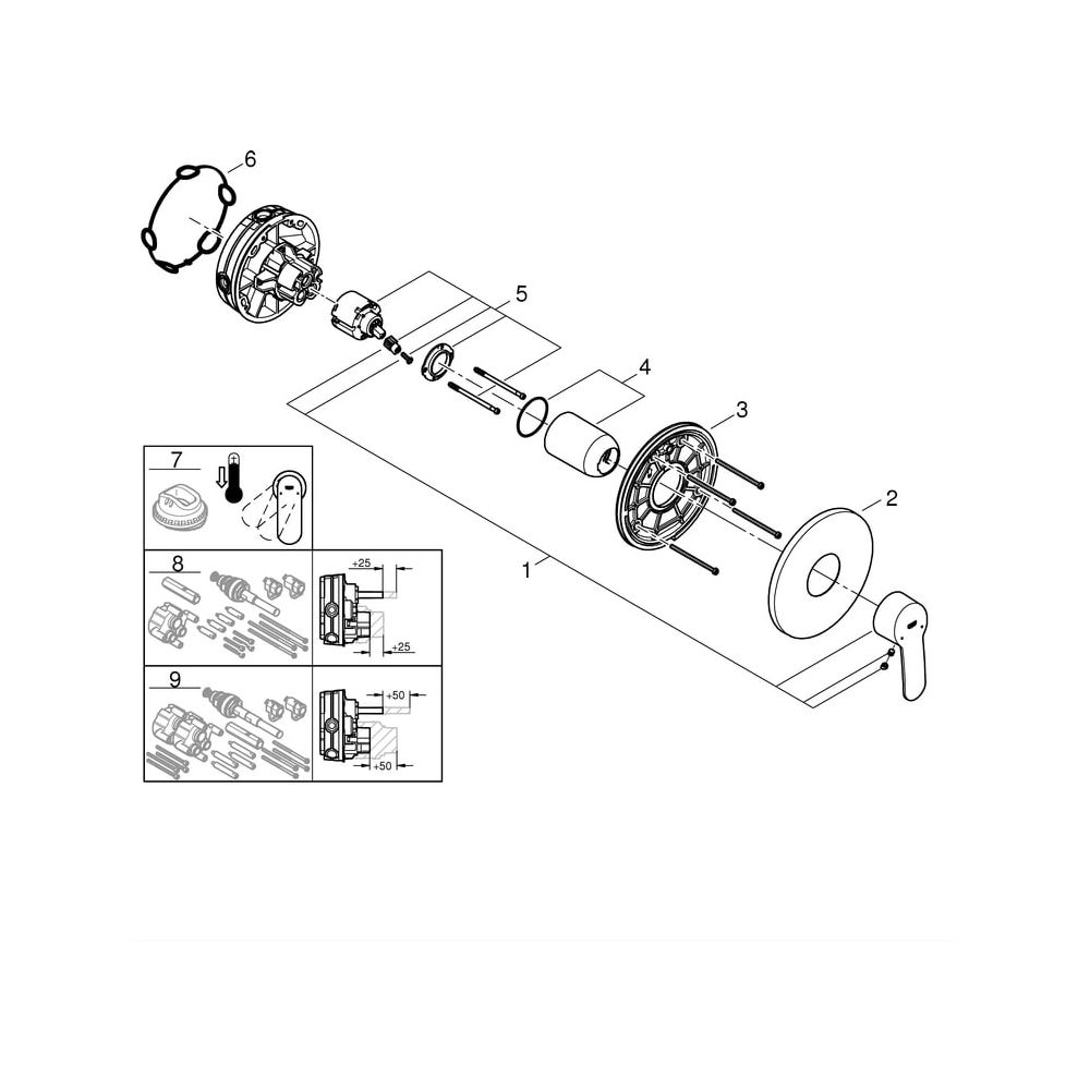 Grohe Eurostyle Cosmopolitan Einhand-Brausebatterie, Fertigmontageset für Rapido SmartB... GROHE-24051002 4005176465383 (Abb. 8)