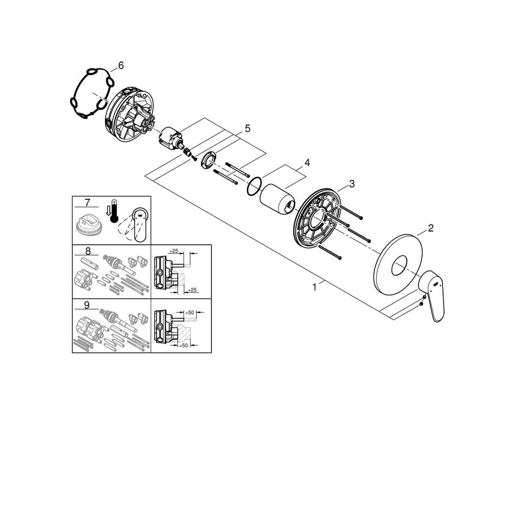 Grohe Eurodisc Cosmopolitan Einhand-Brausebatterie, Fertigmontageset, für Rapido SmartB... GROHE-24055002 4005176465420 (Abb. 8)