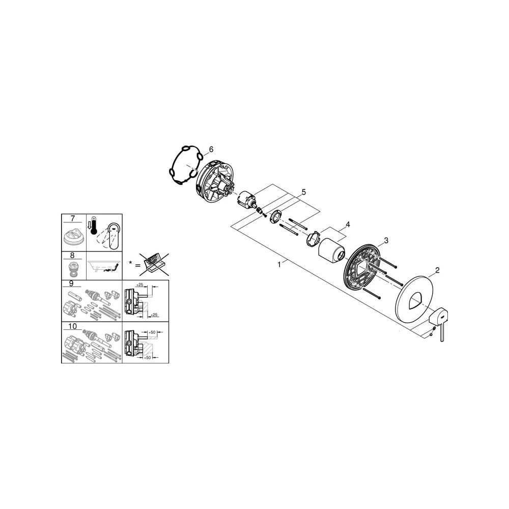Grohe Plus Einhand-Brausebatterie, Fertigmontageset für Rapido SmartBox, schmaler Griff... GROHE-24059003 4005176529832 (Abb. 7)
