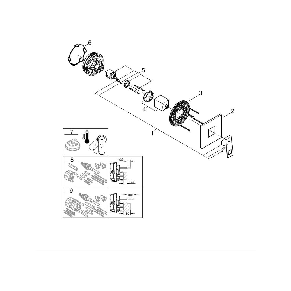 Grohe Rapid Eurocube Einhand-Brausebatterie Fertigmontageset für Rapido SmartBox, Chrom... GROHE-24061000 4005176465680 (Abb. 8)