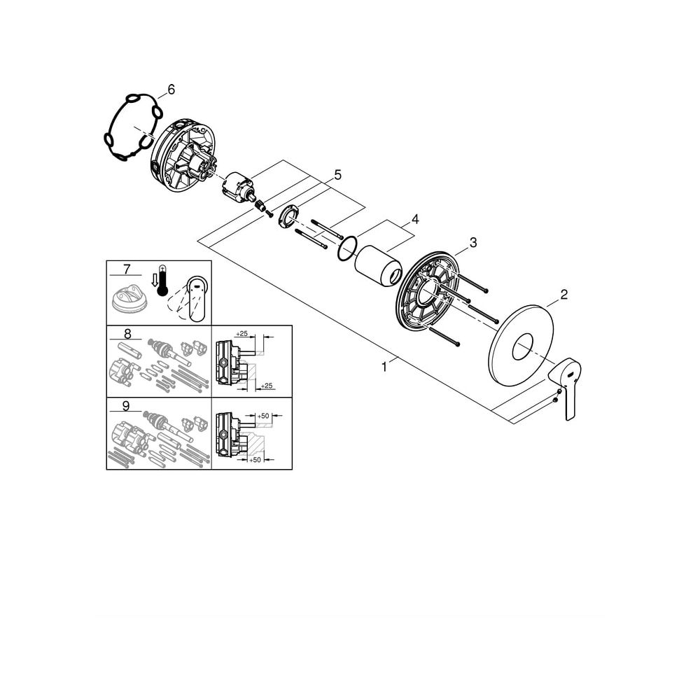 Grohe Lineare Einhand-Brausebatterie, Fertigmontageset für Rapido SmartBox, Supersteel,... GROHE-24063DC1 4005176465727 (Abb. 7)