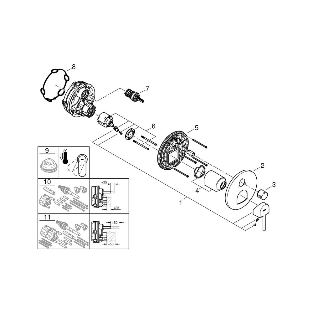 Grohe Plus Einhandbatterie Fertigmontageset, mit 3-Wege-Umstellung, für Rapido SmartBox... GROHE-24093AL3 4005176585760 (Abb. 7)