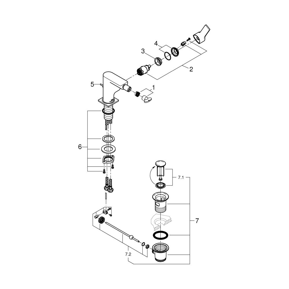Grohe Allure Einhand-Bidetbatterie, mit Zugstangen-Garnitur, Cool Sunrise, 24160GL1... GROHE-24160GL1 4005176596261 (Abb. 4)