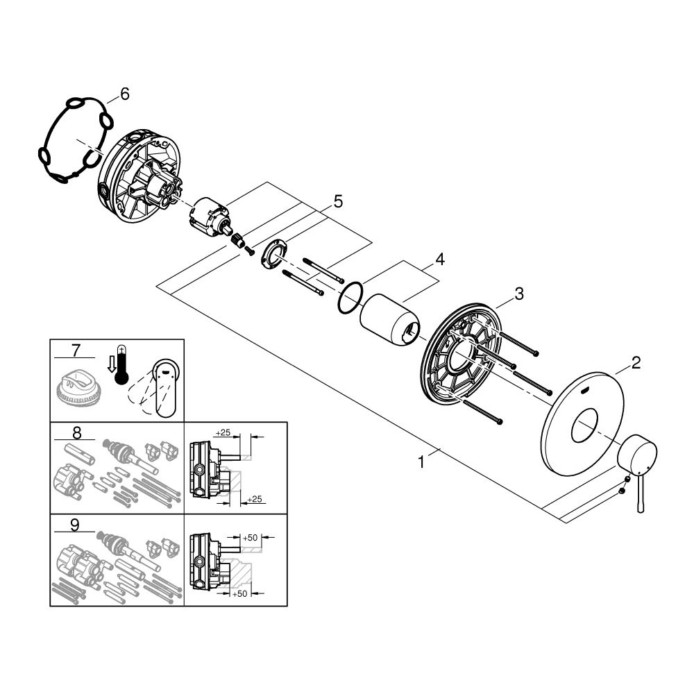 Grohe Essence Einhand-Brausebatterie, 1-Loch-Montage, Fertigmontageset für Rapido Smart... GROHE-24168AL1 4005176712142 (Abb. 7)