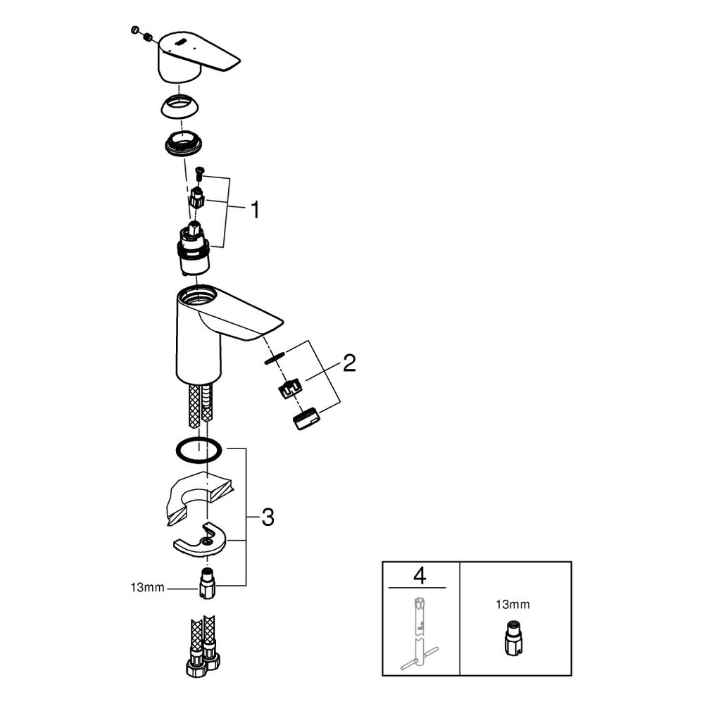 Grohe BauEdge Waschtischarmatur Einlochmontage Einhand, S-Size EcoMode, Chrom, 2419300... GROHE-24193001 4005176723971 (Abb. 12)