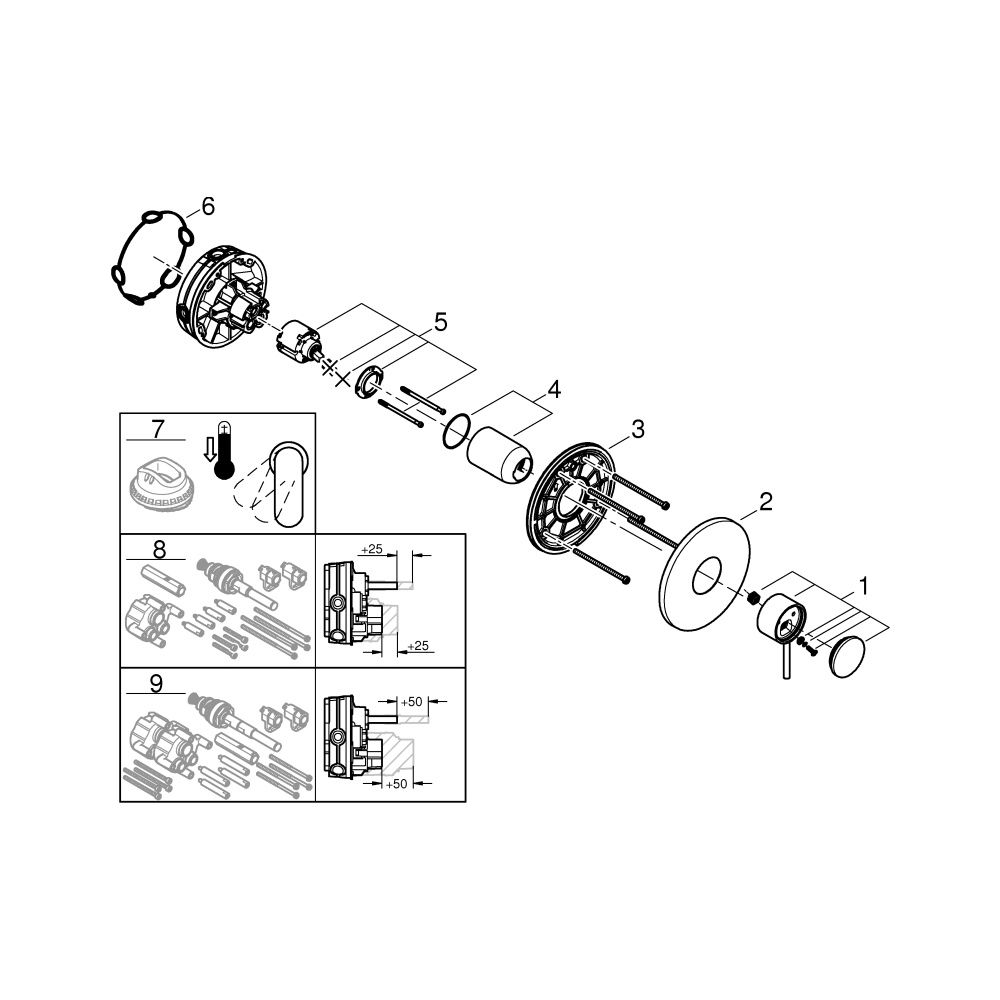 Grohe Atrio Einhand-Brausebatterie, Fertigmontageset für Rapido SmartBox, Satin Steel, ... GROHE-24354MS0 4005176945687 (Abb. 4)