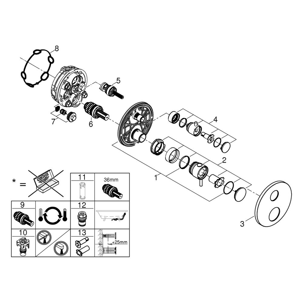 Grohe Atrio Thermostat-Brausebatterie, Fertigmontageset für Rapido SmartBox, Warm Sunse... GROHE-24357DA0 4005176761195 (Abb. 8)