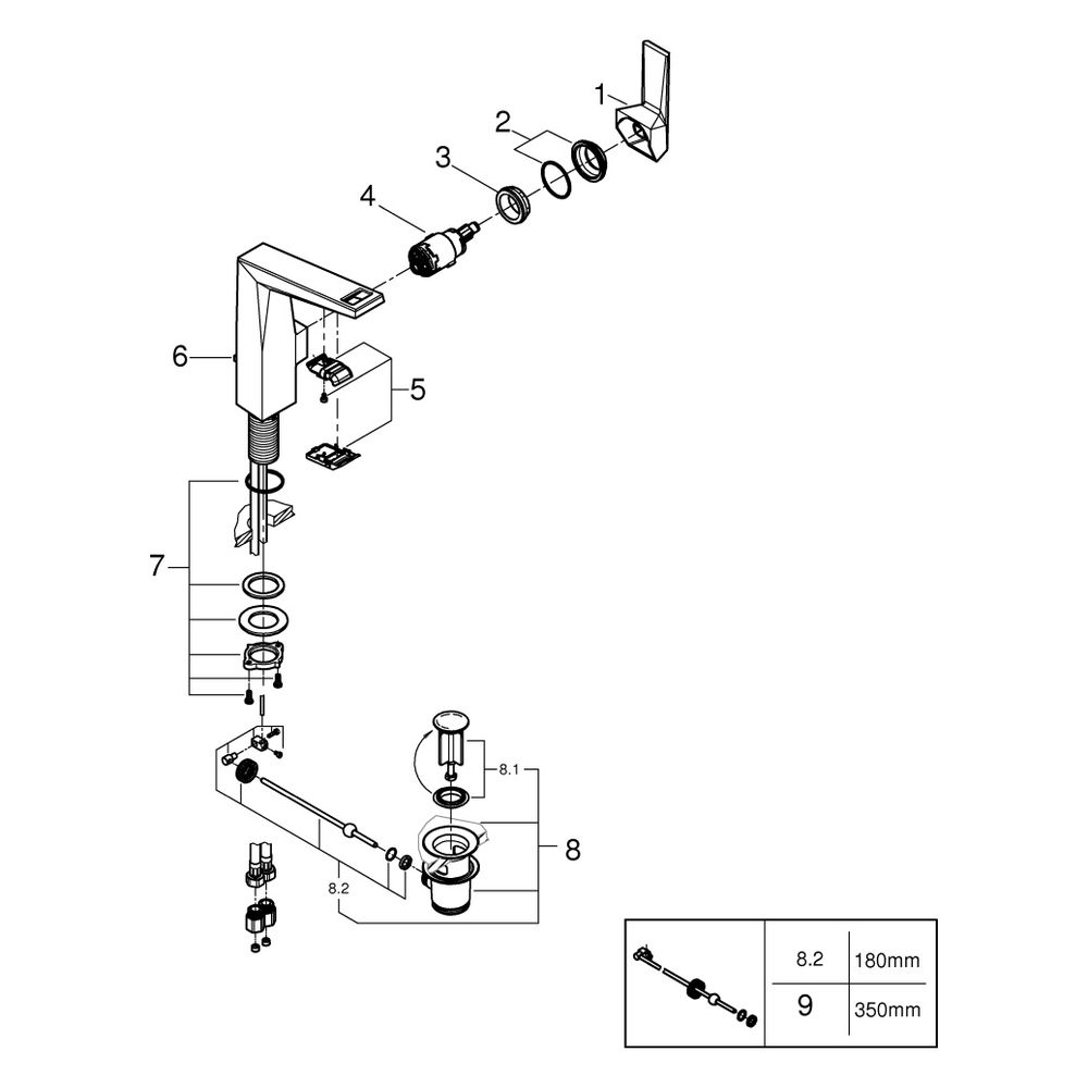 Grohe Allure Brilliant PC Einhand-Waschtischbatterie L-Size, Griff Vanilla Noir Caesars... GROHE-24414AL0 4005176794865 (Abb. 4)