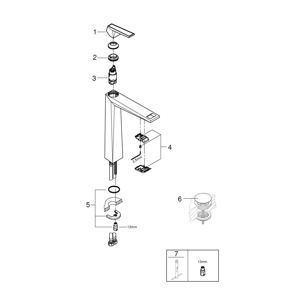 Grohe Allure Brilliant PC Einhand-Waschtischbatterie XL-Size, Griff Vanilla Noir Caesar... GROHE-24419DC0 4005176795497 (Abb. 4)
