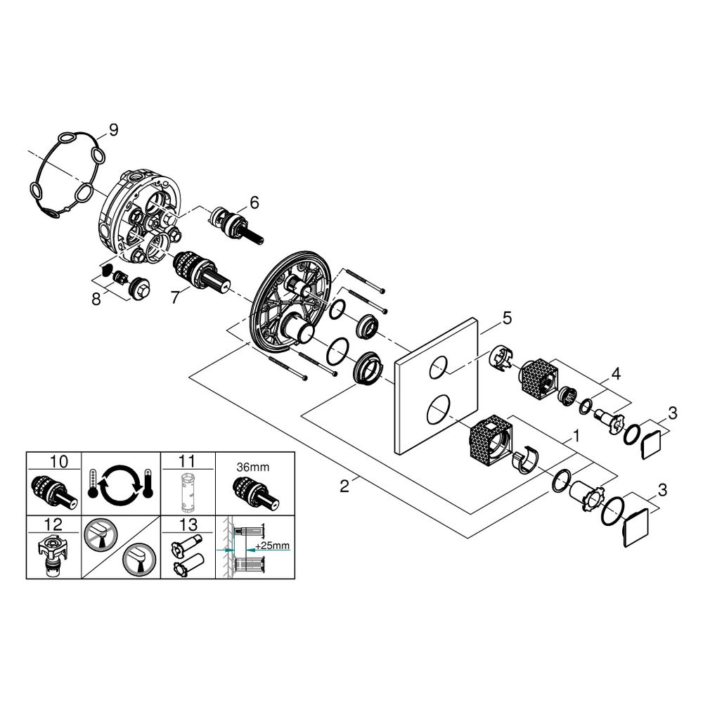 Grohe Allure Brilliant Thermostat-Brausebatterie 24429, Griff White Attica Caesarstone,... GROHE-24429AL0 4005176795398 (Abb. 4)
