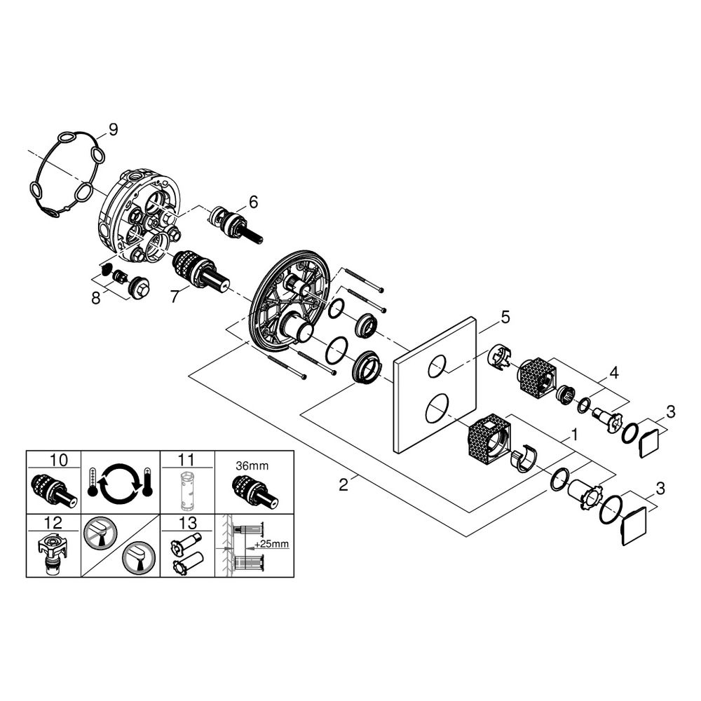 Grohe Allure Brilliant Thermostat-Brausebatterie 24430, Griff Vanilla Noir Caesarstone,... GROHE-24430AL0 4005176794889 (Abb. 4)
