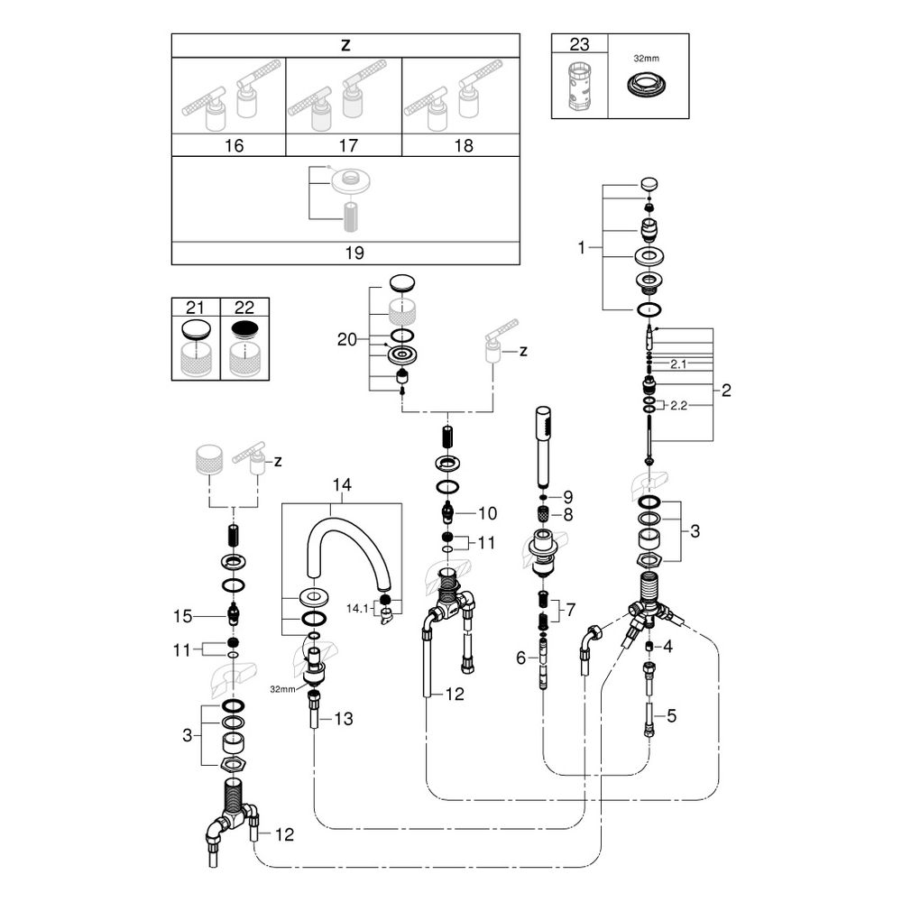 Grohe Atrio Private Collection 5-Loch-Wannen-Kombination, für Hebelgriffe, Chrom, 25224... GROHE-25224000 4005176508950 (Abb. 5)