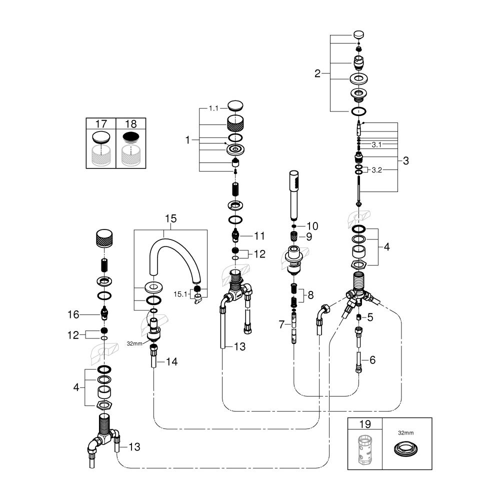 Grohe Atrio Private Collection 5-Loch-Wannen-Kombination, für Hebelgriffe, Knopfbetätig... GROHE-25226000 4005176508554 (Abb. 5)