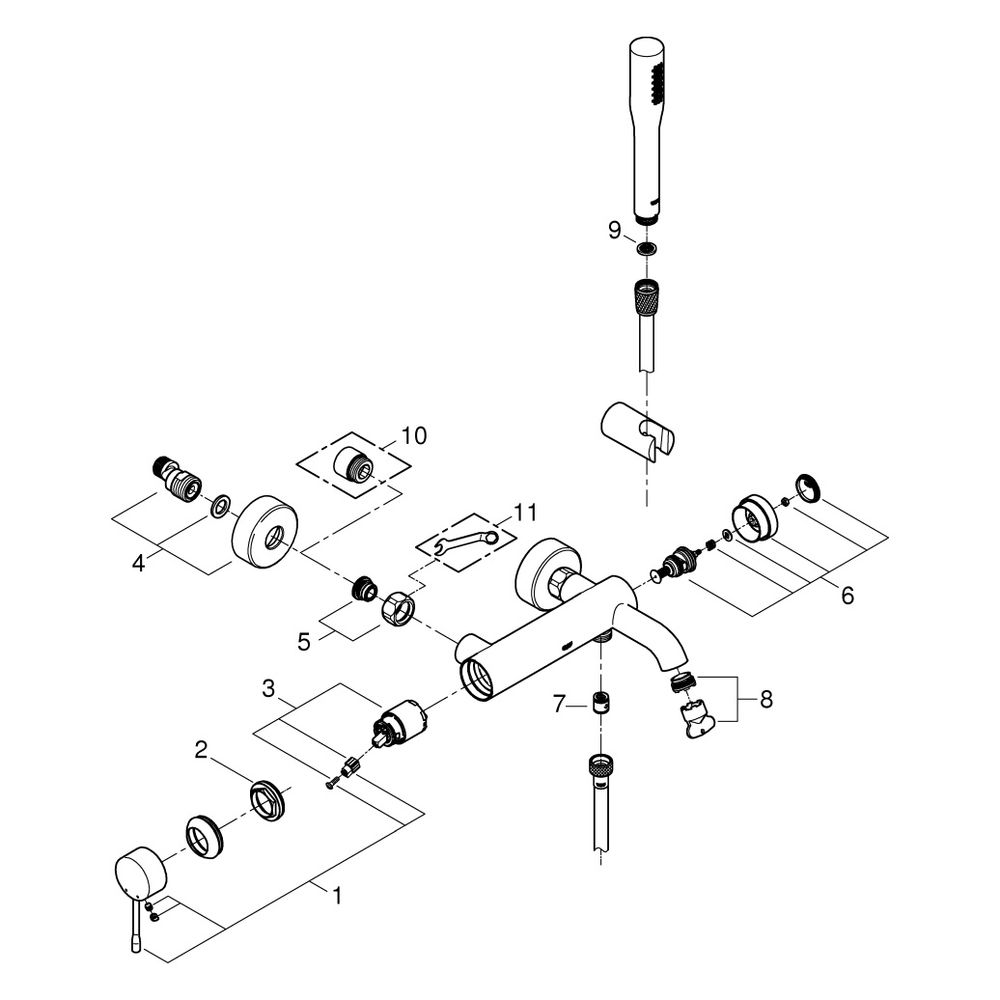 Grohe Essence Einhand-Wannenbatterie, mit Brausegarnitur, Chrom, 25249001... GROHE-25249001 4005176698262 (Abb. 5)