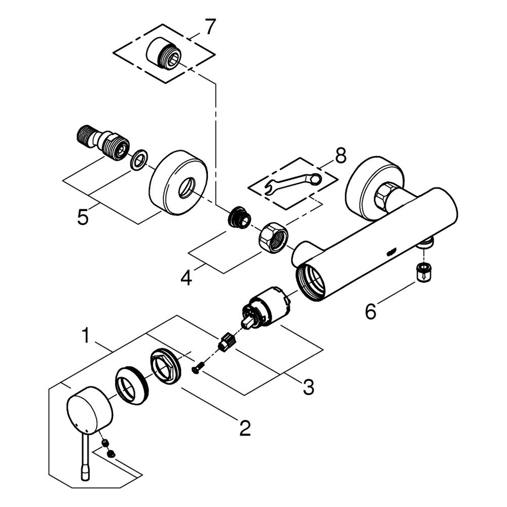Grohe Essence 1-Loch-Einhand-Brausebatterie Wandmontage, Chrom, 25252001... GROHE-25252001 4005176698385 (Abb. 5)